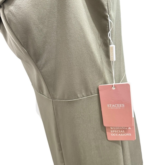 NEW WITH TAGS- STACEE Off-the-Shoulder Floor-Length Stretch Satin Dress Sz 12 - Picture 7 of 8